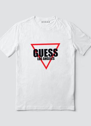 Жіноча оверсайз oversize футболка guess біла гесс