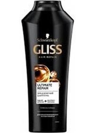 Зміцнювальний шампунь gliss ultimate repair стійкість і блиск, для сильно пошкодженого та сухого волосся, 400 мл