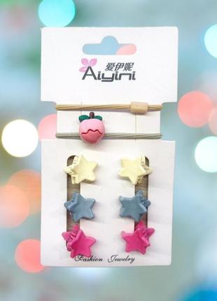 Набір 8 шт заколка краб для волосся дитяча та гумки для волосся