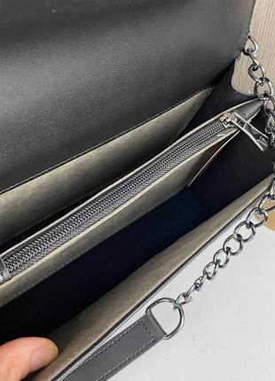 Женская мини сумочка клатч черная стеганая, сумка на плечо экокожа8 фото