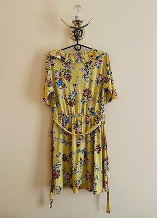 Батал великий розмір стильна нова сукня плаття платтячко літня весняна жовта квіти7 фото