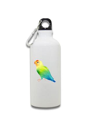 Фляга металева спортивна з карабіном папужка біла 650 мл