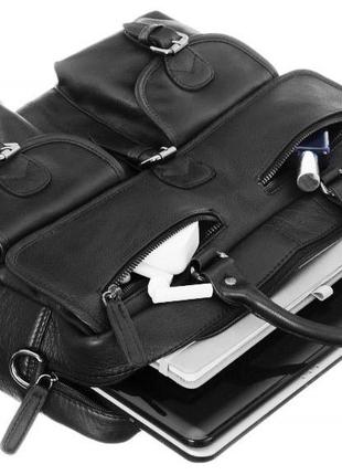 Мужская кожаная сумка с отделом для ноутбука 14 дюймов always wild черная3 фото