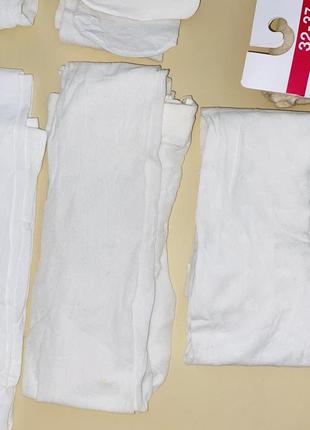 Капроновые колготы белого цвета в сеточку, с узорами. 1/ размер: 8-10 лет, 32/37 размер6 фото