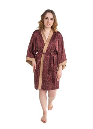 Шелковый халат кимоно с поясом1 фото