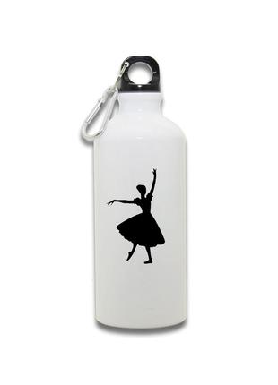 Фляга металева спортивна з карабіном балерина біла 650 мл