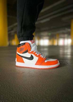 Мужские высокие кожаные кроссовки nike air jordan 1 retro reverse shattered backboard#найк