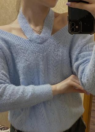 Стильный свитер травка с открытой спиной 🦋6 фото