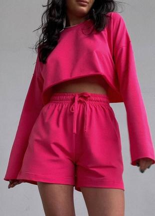 Костюм свитшот укороченный + шорты