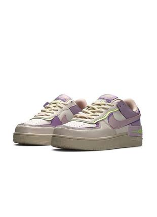 Женские кроссовки nike air force 1 shadow beige violet