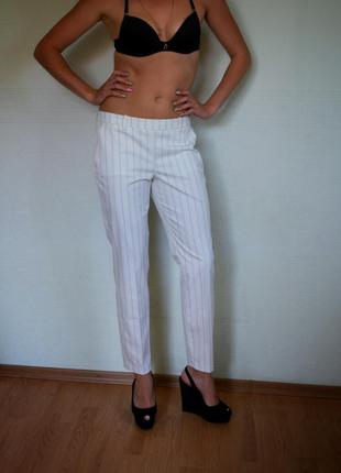 Классические брюки mexx 29 m l белые в полоску бежевые штаны джинси класичні білі джинсы2 фото