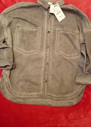 Джинсовая куртка-рубашка zara с  эффектом потертости5 фото