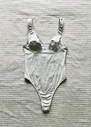 Боди бюстье майка комбидрес высокая посадка серый трикотаж купить цена