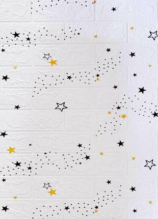 Декоративна 3d панель самоклейка під білий цегла зірки 700х770х3мм (021-3) sw-00000693