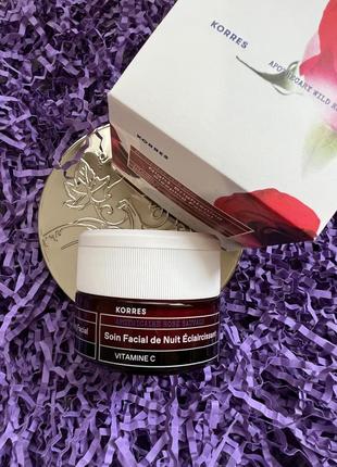 Роскошный ночной крем-маска korres wild rose night-brightening sleeping facial