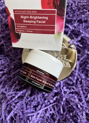 Роскошный ночной крем-маска korres wild rose night-brightening sleeping facial