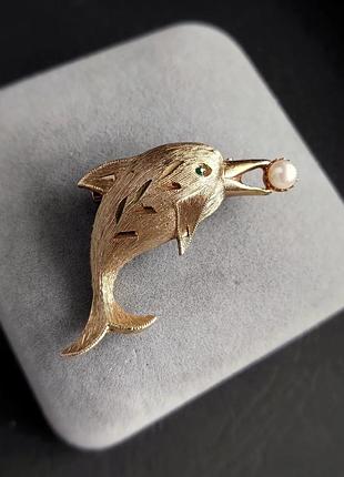 Милая винтажная брошь дельфин от jj!⚜️