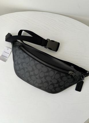 Чоловіча брендова шкіряна сумка бананка coach leather belt bag in signature holiday оригінал поясна сумочка коач коуч на подарунок хлопцю чоловіку