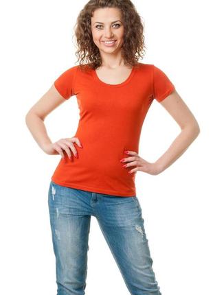 Женская футболка круглым вырезом - оранжевая1 фото