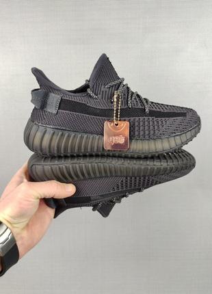 Adidas yeezy boost 350 black (шнурки рефлектив)5 фото