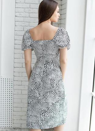 Миди платье с разрезом легкое платье приталенное платье с короткими рукавами2 фото