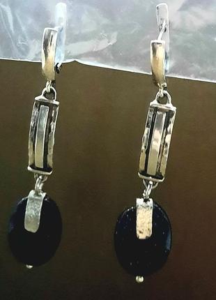 Уникальные дизайнерские серебряные серьги с мистическим настоящим авантюрином ночь каира3 фото