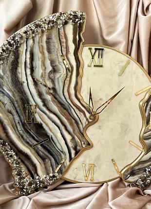 Часы объемные настенные из эпоксидной смолы epoxy m36 43 см (30 см круг)