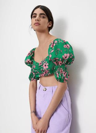 Яскравий топ в квіти zara