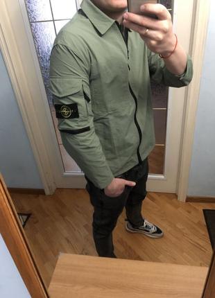 Овершот stone island naslan overshirt green7 фото