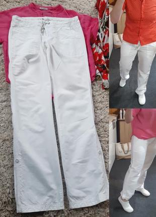 Базовые белые коттоновые/льняные штаны на высокийрост, tommy hilfiger,  p. 38-40