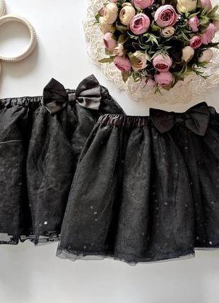 Черная блестящая юбка фатин артикул: 15030