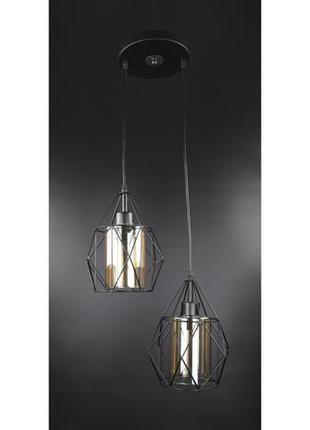Люстра потолочная подвесная в стиле loft (лофт) 12652/2-br черный 35х35х35 см.