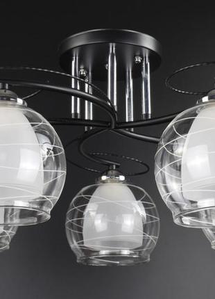 Люстра потолочная на 5 лампочек 7343b/5-bk черный 27х57х57 см.