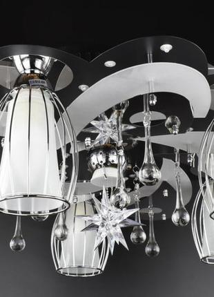 Люстра потолочная космос с цветной led подсветкой и авто отключением с пультом 5520/5+1 черный 20х56х56 см.