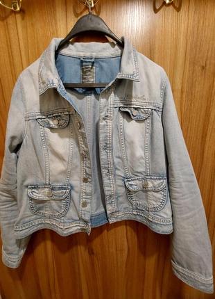 Короткая светло голубого цвета куртка пиджак 50-52 размера5 фото