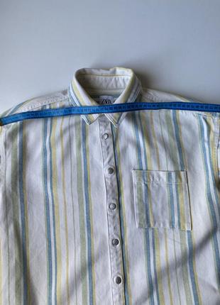 Стильная мужская рубашка zara man/рубашка в полоску6 фото