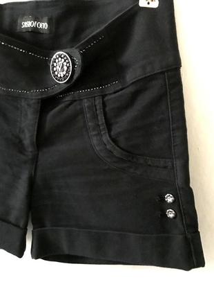 Черные джинсовые шорты со стразами. 28 разм.3 фото