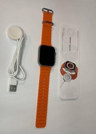 Смарт-часы gs 8+ ultra 49мм ремешок 24 мм оранжевый4 фото