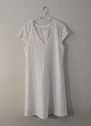 Белое, кружевное, платье, trend one, ажурное, миди,9 фото