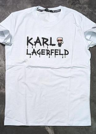 Белая мужская футболка карл / повседневные мужские футболки karl lagerfeld1 фото
