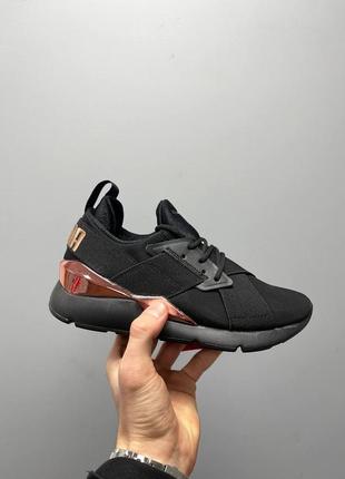 Женские кроссовки puma muse metal «black gold’ / smb6 фото