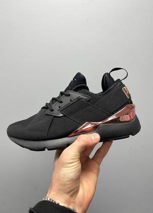 Женские кроссовки puma muse metal «black gold’ / smb5 фото