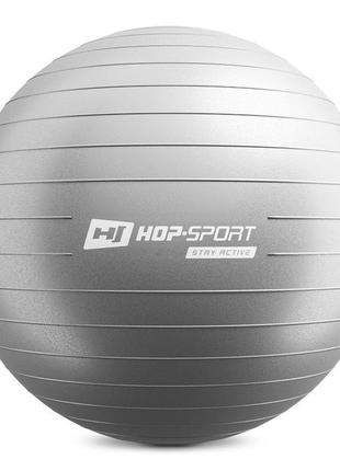 Мяч для фитнеса фитбол hop-sport 65 см серебристый + насос 20208 фото