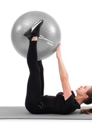 Мяч для фитнеса фитбол hop-sport 65 см серебристый + насос 2020