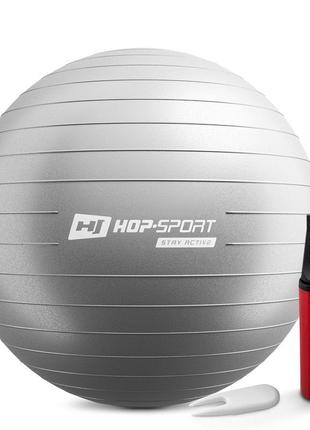 Мяч для фитнеса фитбол hop-sport 65 см серебристый + насос 20202 фото