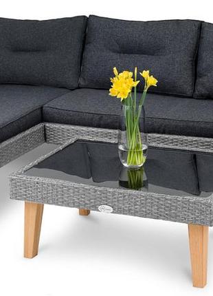 Комплект меблів з ротангу (диван кутовий, столик, подушки) di volio imola графіт
