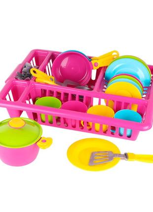 Дитячий набір "кухонний набір no5" технок 3282txk з підставкою для сушіння
