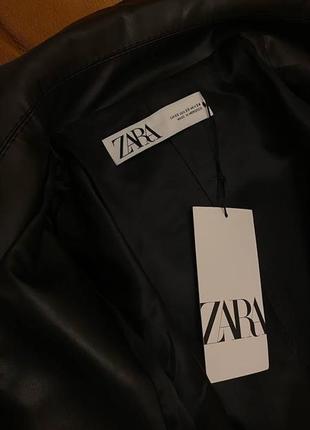 Черный женский кожаный тренч с поясом, удлиненный плащ, пальто зара6 фото