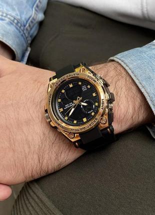 Спортивний тактичний годинник sanda 739 black-gold протиударний водостійкий8 фото