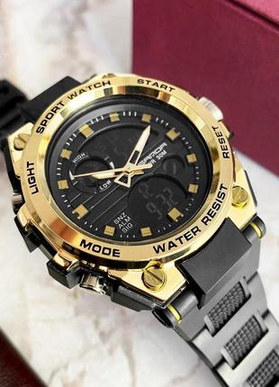 Спортивний тактичний годинник sanda 739 black-gold протиударний водостійкий4 фото
